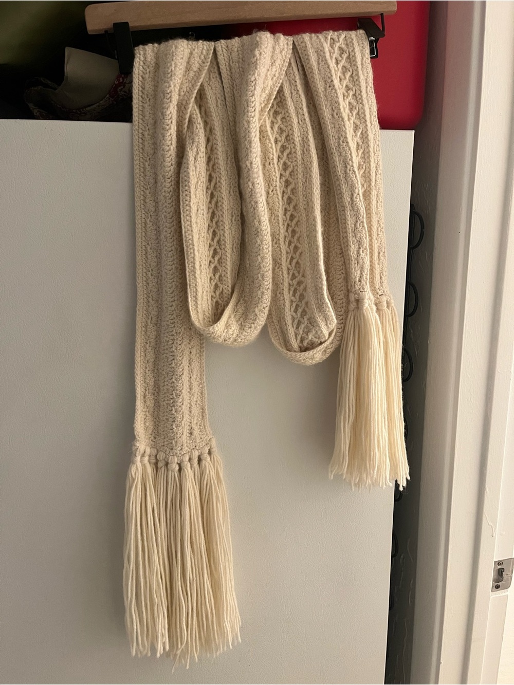 Cashmere cream colored long skinny scarf